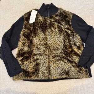 Parkhurst Cotton Country Leopard Sweater NWT